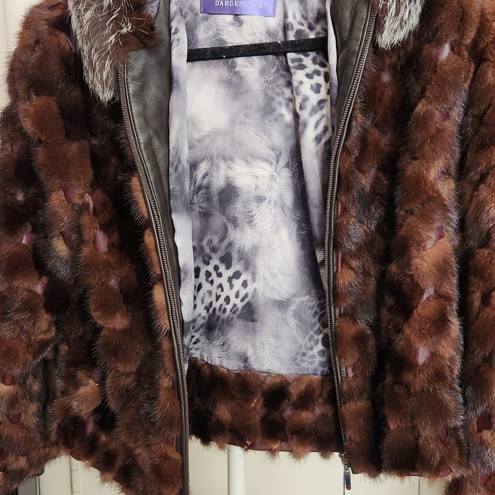 NWT Genuine Mink Fur Real Fox Fur Leather Coat  Only One Available - Picture 4 of 15